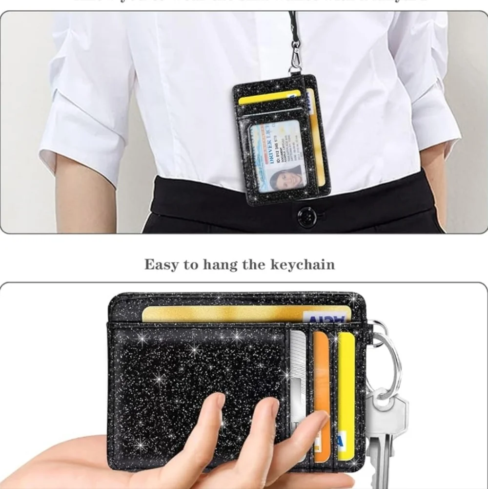 Black Glitter Card Holder Wallet
